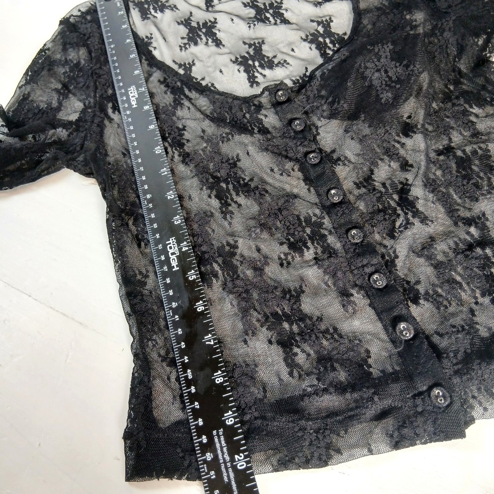 Intimately Free People Lost in Lace Cardi Black Sheer Floral Coquette M NWT - Picture 6 of 8